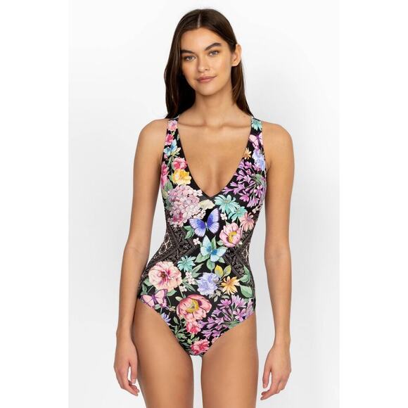 Johnny Was CSW2523AM Black Butterfly Cross Back One Piece Multicolor Size S NWT - Picture 1 of 12